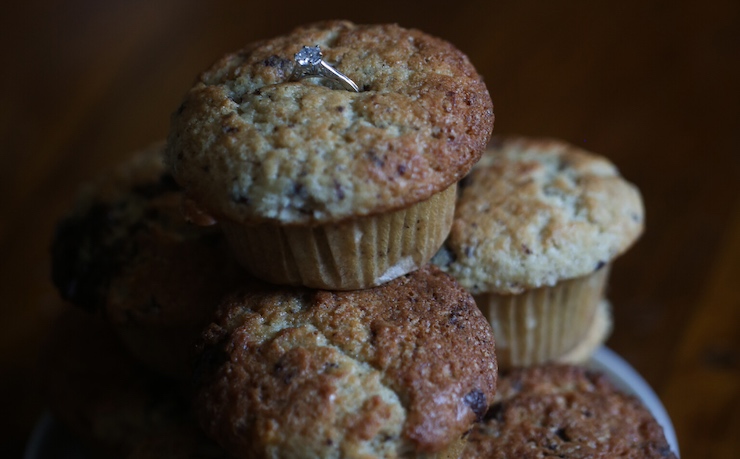 Blueberry Muffins With A Ring On Top