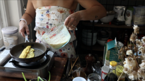 how to refill the pan with tofu omelet mixture