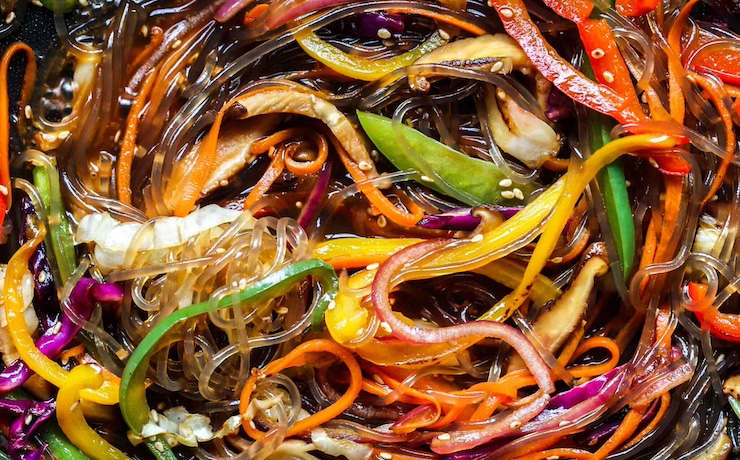 Close up image of Vegan Japchae.