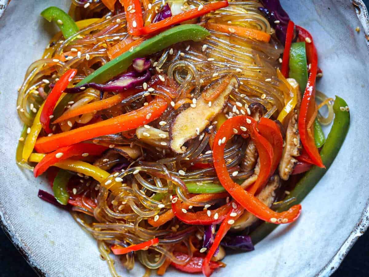 Healthy And Easy Vegan Japchae (Korean Glass Noodles). - The Korean Vegan