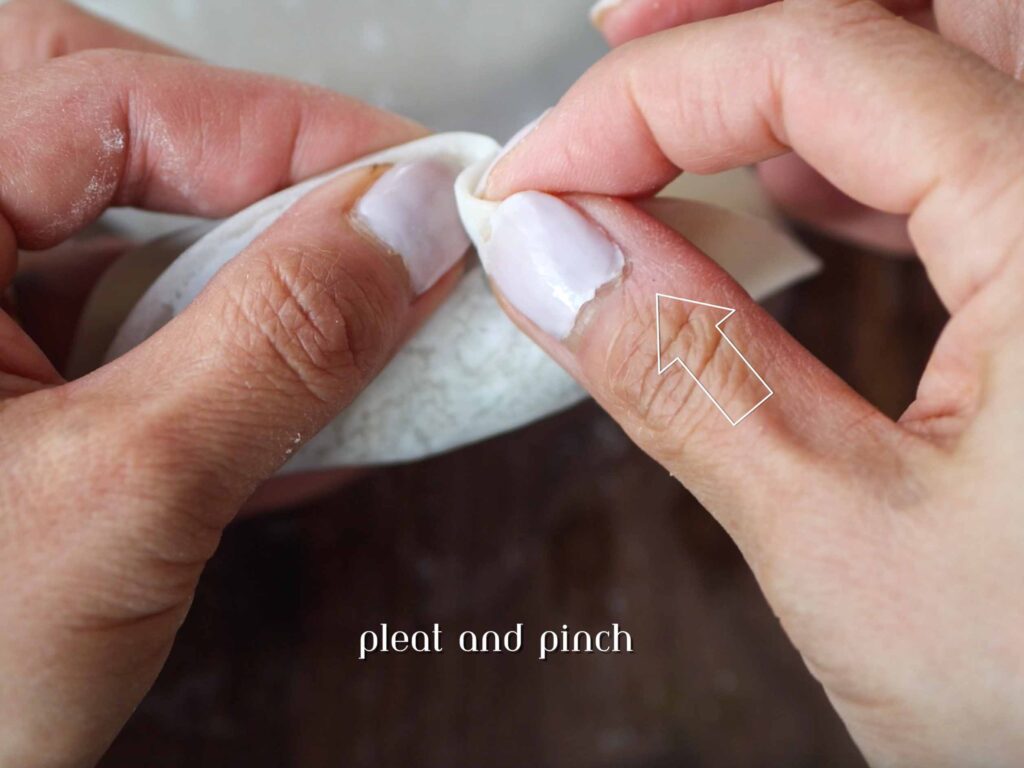 first-pleat-of-pleat-and-pinch-dumpling-shape