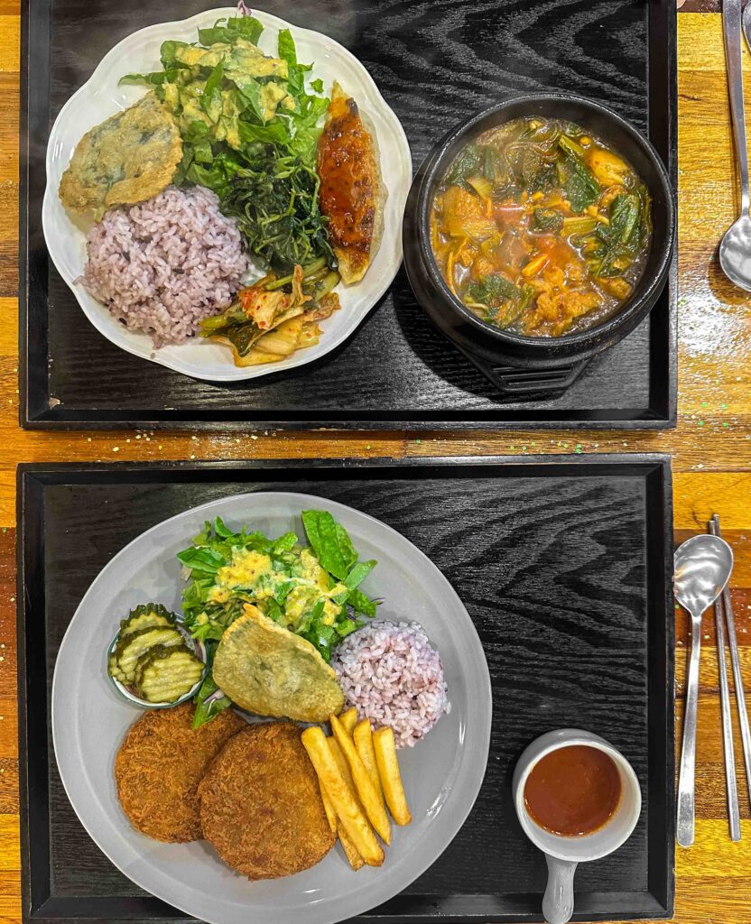 vegan meal at loving hut jeju