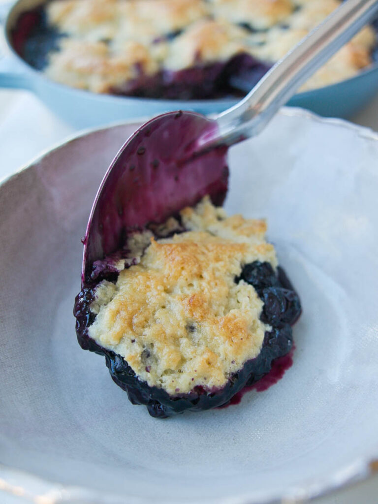 plating-vegan-blueberry-cobbler