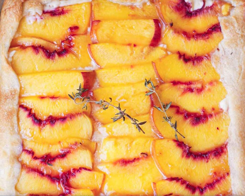 close-up-shot-of-baked-peach-galette