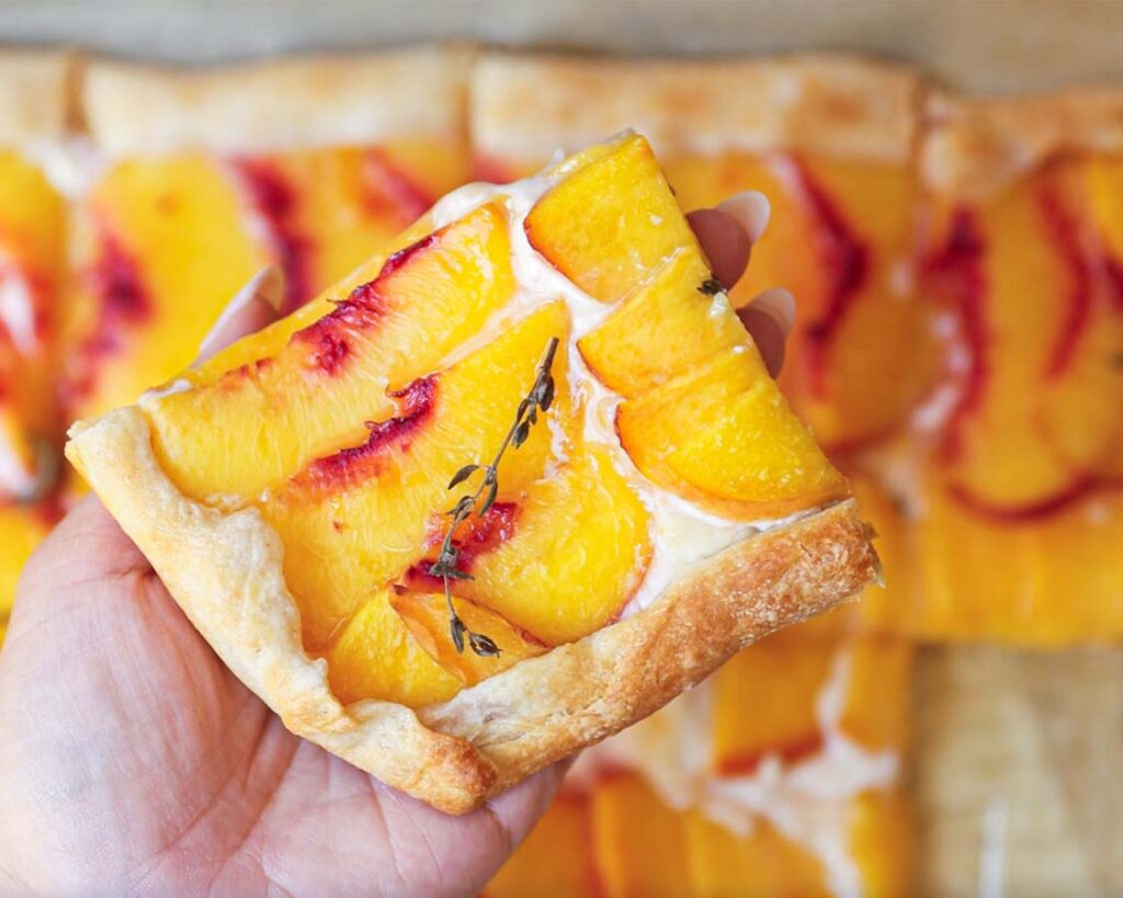 close-up-shot-of-baked-peach-galette-piece