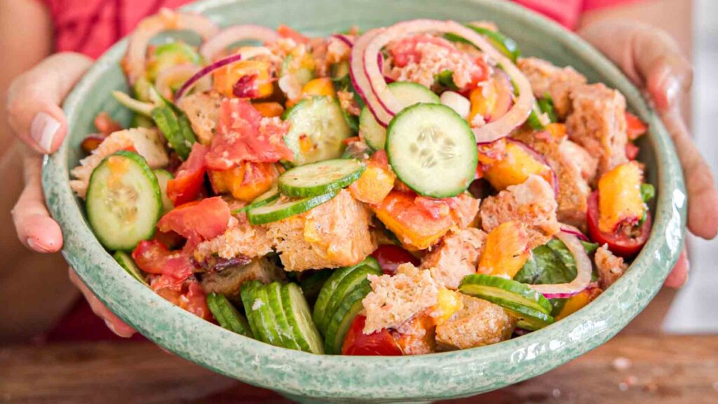 hero shot of bread salad