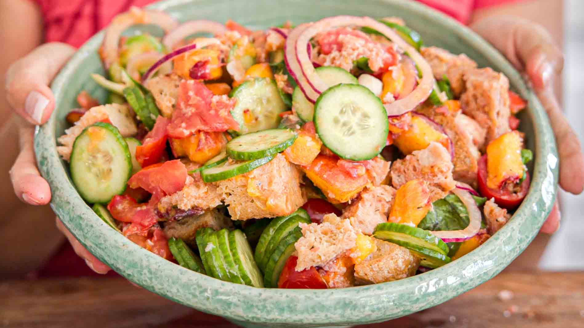 hero shot of bread salad