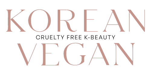 Text that says KOREAN VEGAN in tall, elegant, light pink serif letters on a black background.