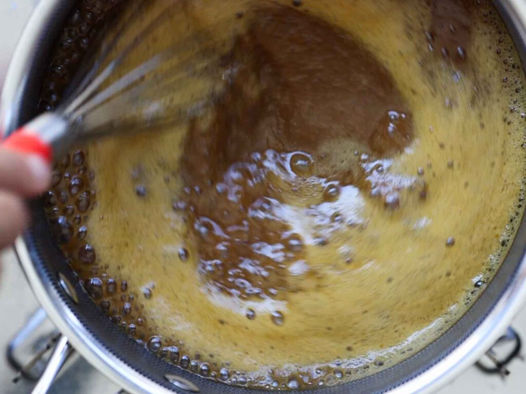 boiling vegan pumpkin spice syrup