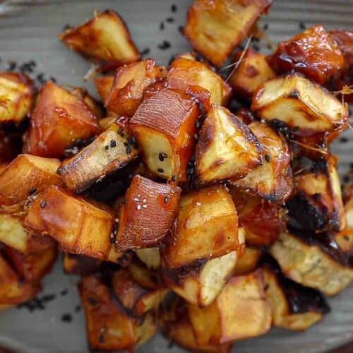 hero image of candied korean sweet potatoes