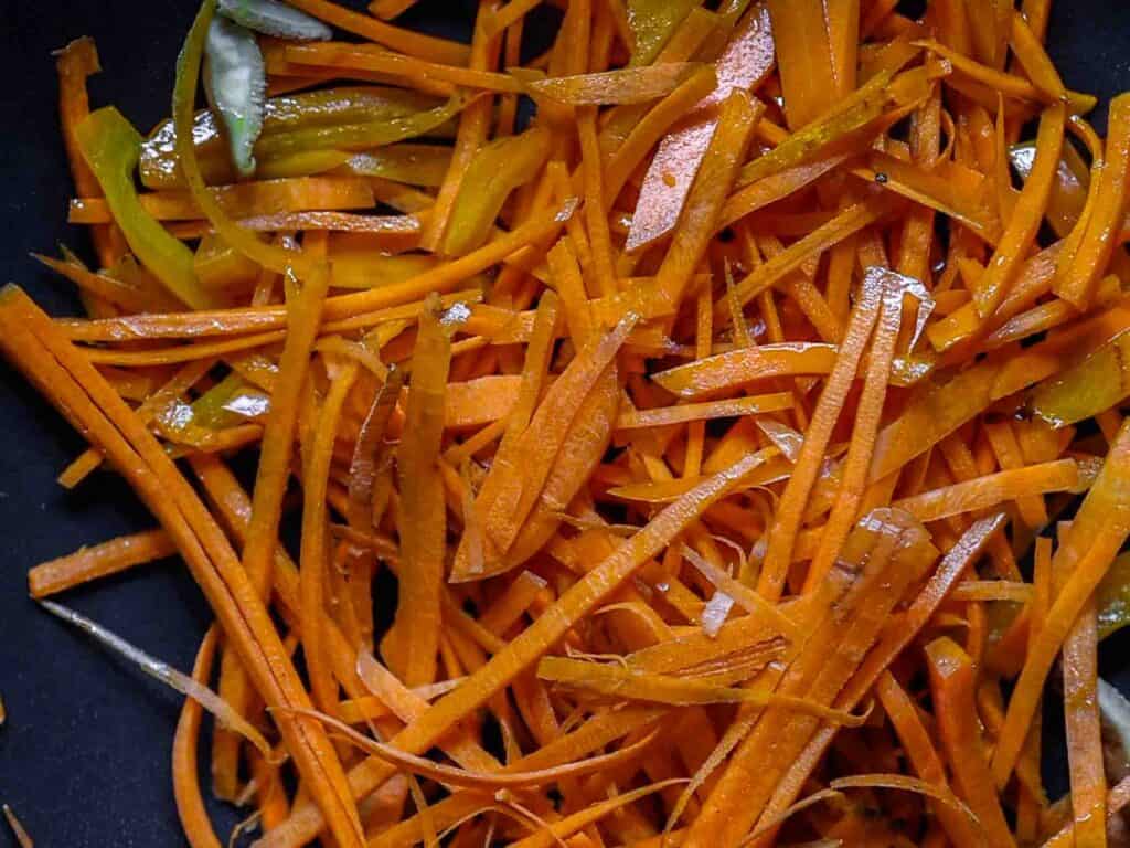 sauteed carrots for vegetarian japchae