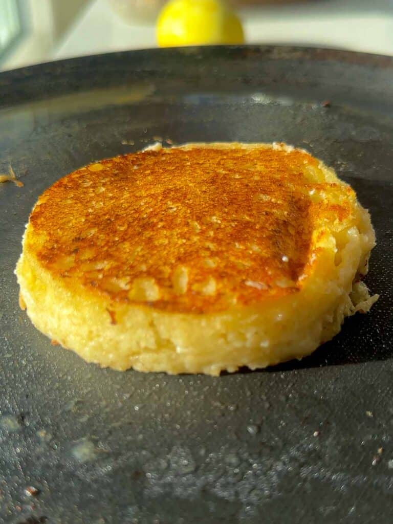 close up shot of vegan lemon ricotta pancake