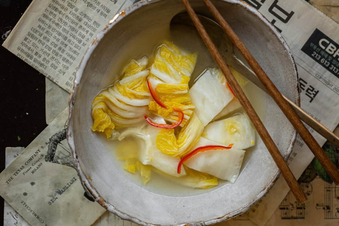 Mom's Easy White Kimchi (Baek-Kimchi) Recipe (백김치). - The Korean Vegan