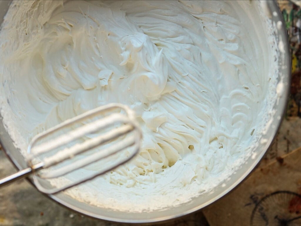 bowl of vegan whipped cream.