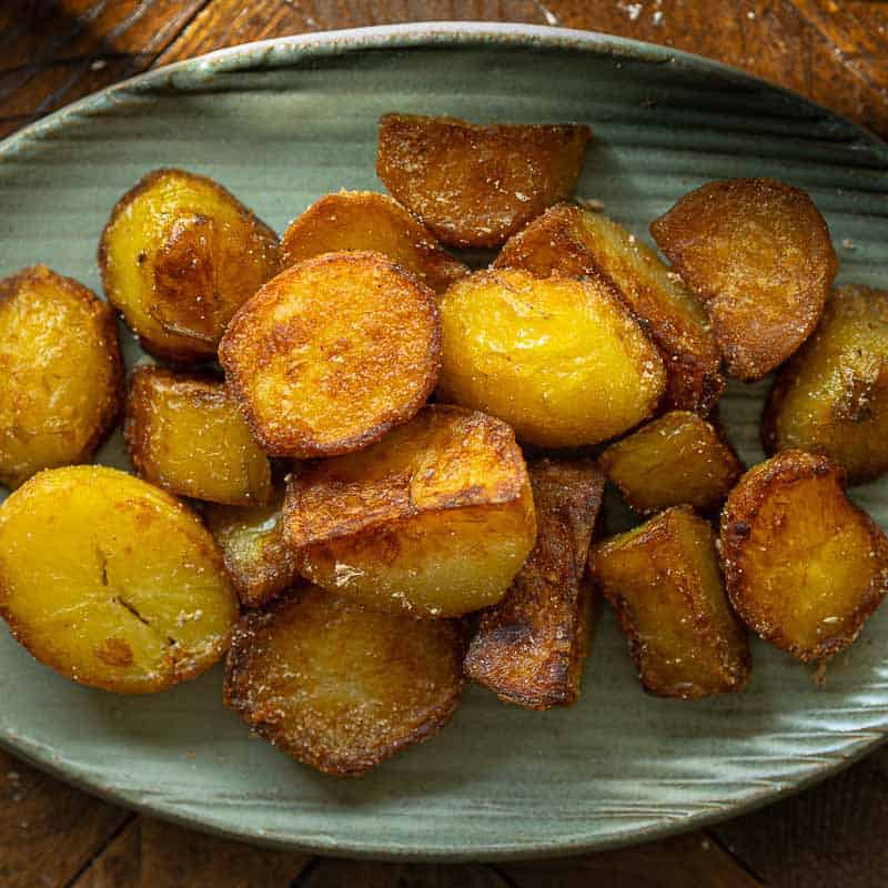 beautiful plate featuring roasted potatoes recipe